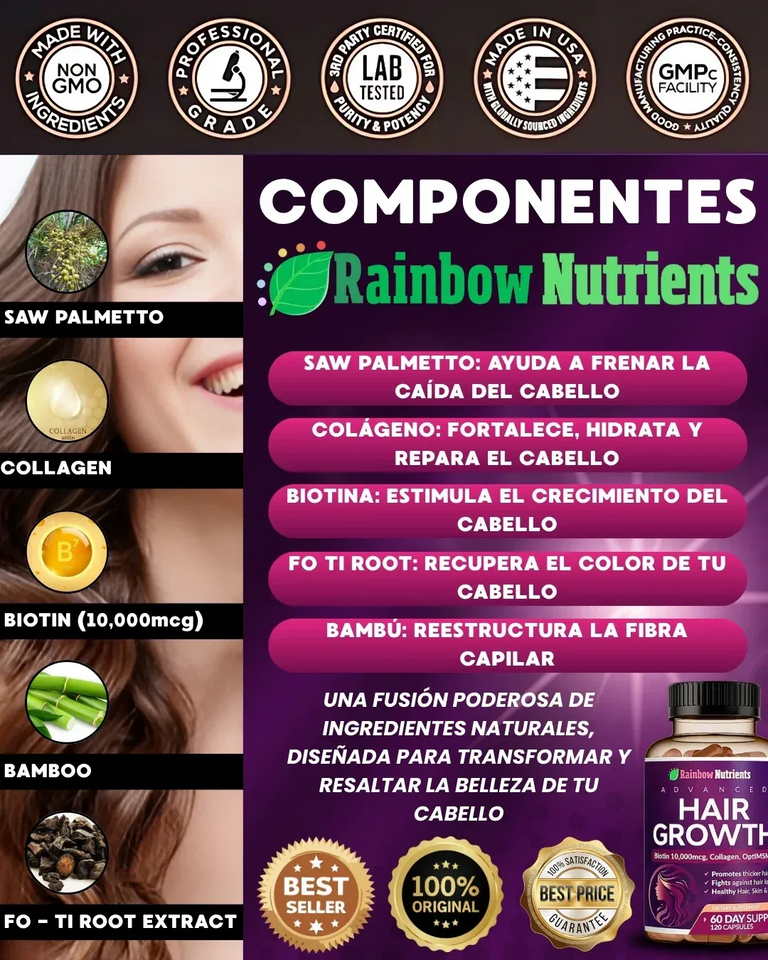 HAIR GROWHT- FORTALECE, ESTIMULA Y RECUPERA TU CABELLO