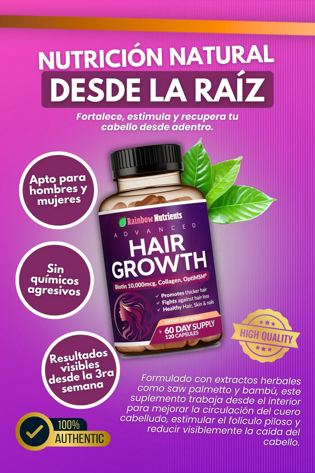 HAIR GROWHT- FORTALECE, ESTIMULA Y RECUPERA TU CABELLO